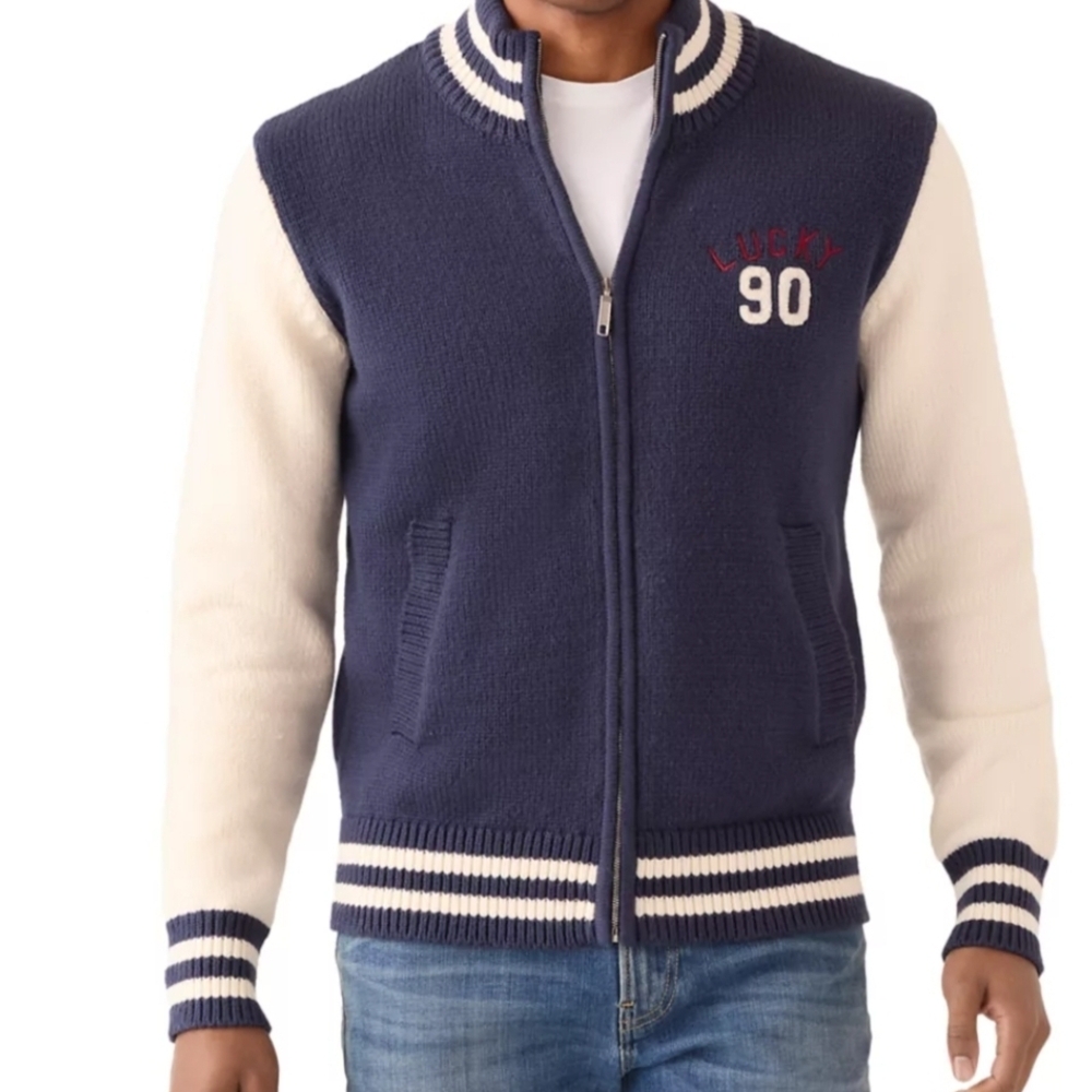 🎁 NWT Lucky Brand Men's‎ Sweater Bomber Jacket. Size XXL